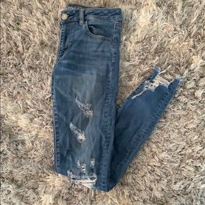 American Eagle High Rise Ripped Skinny Jeans